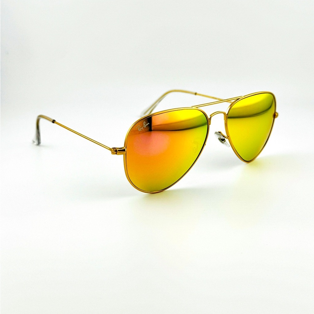 Ray-Ban Sunglasses Aviator Flash Lenses RB3025 Matte Gold Frame Yellow Lenses - Picture 6 of 16